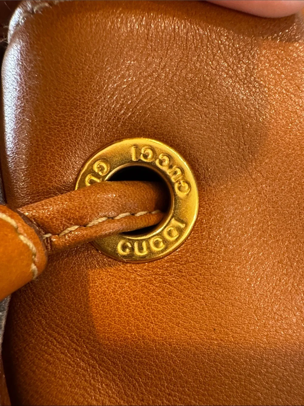 🩵Gucci Vintage (1990s) Tan Leather Bamboo-Handle Backpack - Authentic